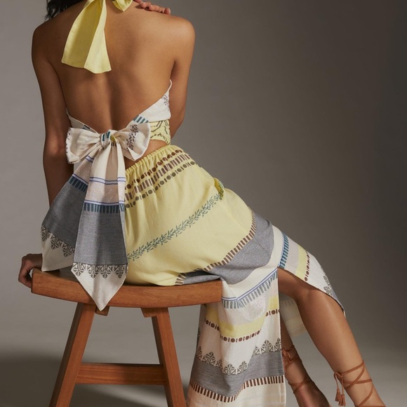 Anthropologie Dresses & Skirts - Anthropologie Yellow, Gray & Cream Striped Maxi Dress